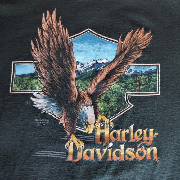 VTG 1990 Harley Davidson 3D Emblem T Shirt XL Single Stitch 90s Flying Eagle - Picture 3 of 10